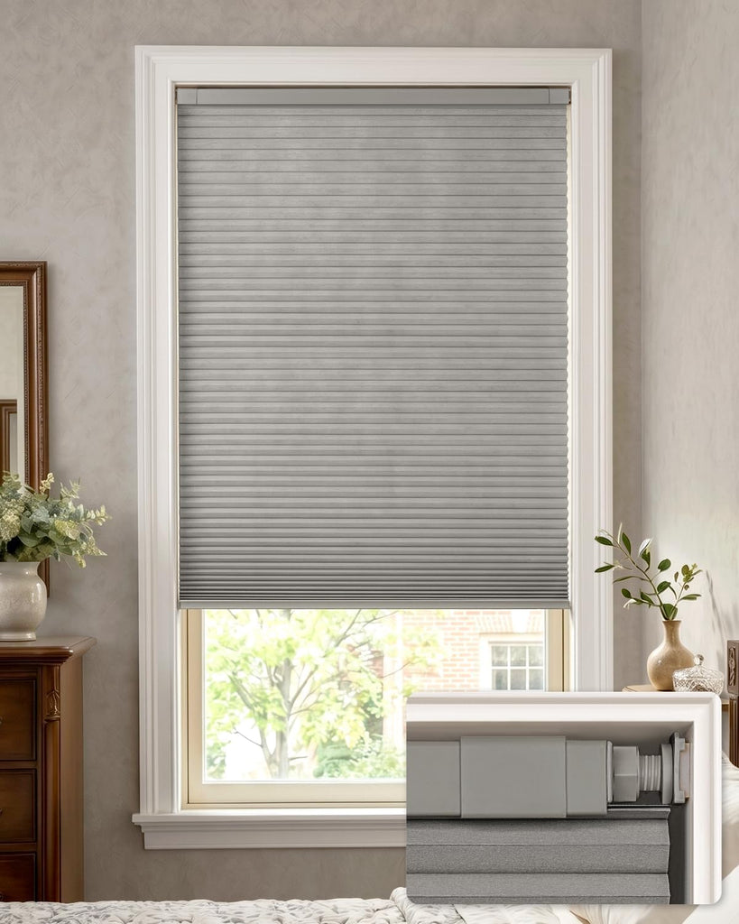 No Drill Blackout Cellular Shades, 20" W x 48" H, Beige