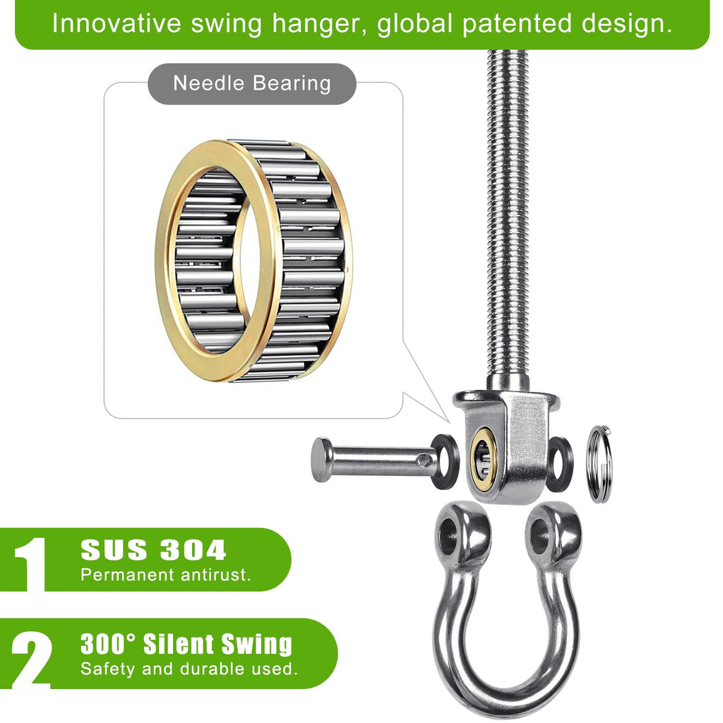 2 Pcs Heavy Duty Bearing Swing Hangers Stainless Steel Swing Hooks