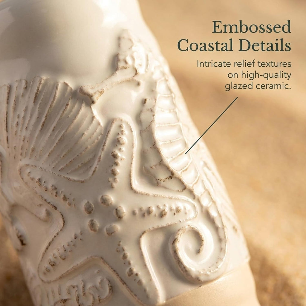 Ceramic Coastal Salt and Pepper Shakers - Set of 2