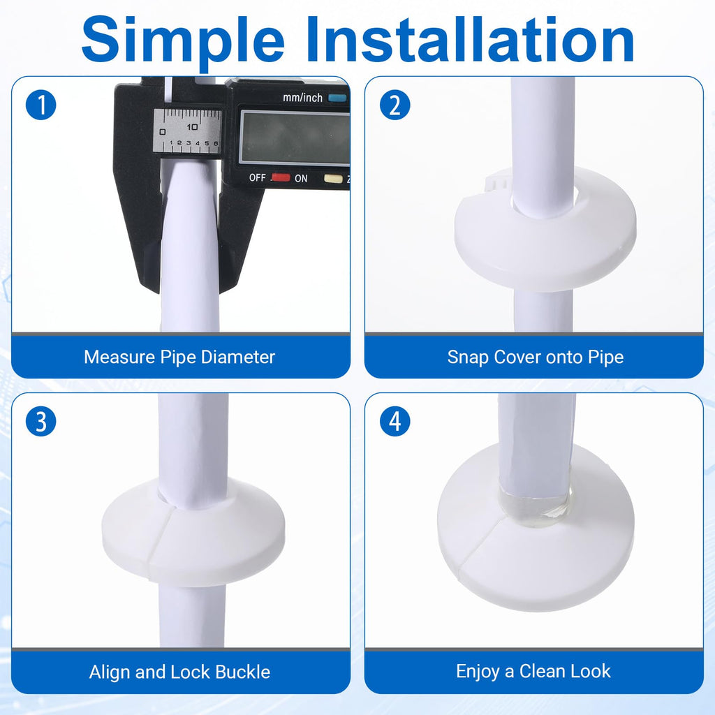 9 PCS Escutcheon Plate, Plastic Plumbing Cover Plates White Split Flange Pipe Cover Fit 1/2 Inch Flange Water Pipe