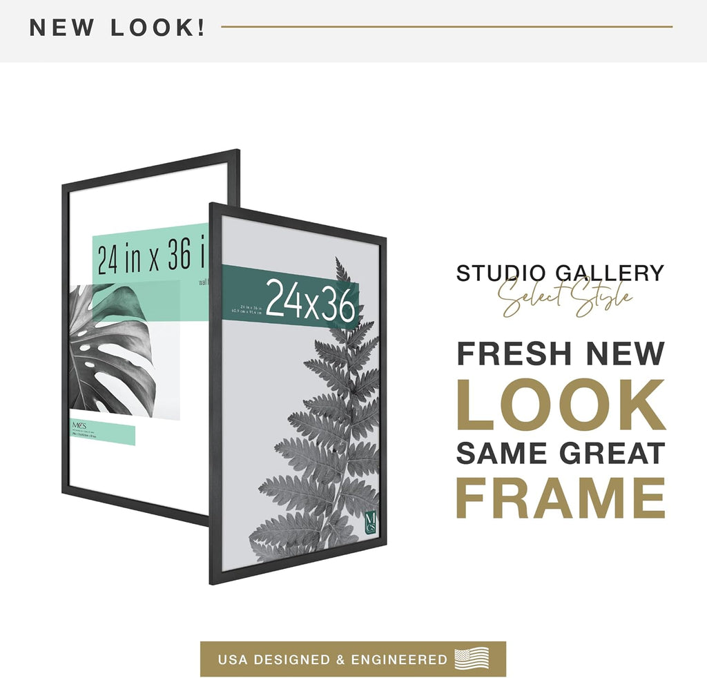 Studio Gallery Movie Poster Frame, 24x36, Black Woodgrain, 2-Pack | Studio Gallery Movie Poster Frame For Photos &
