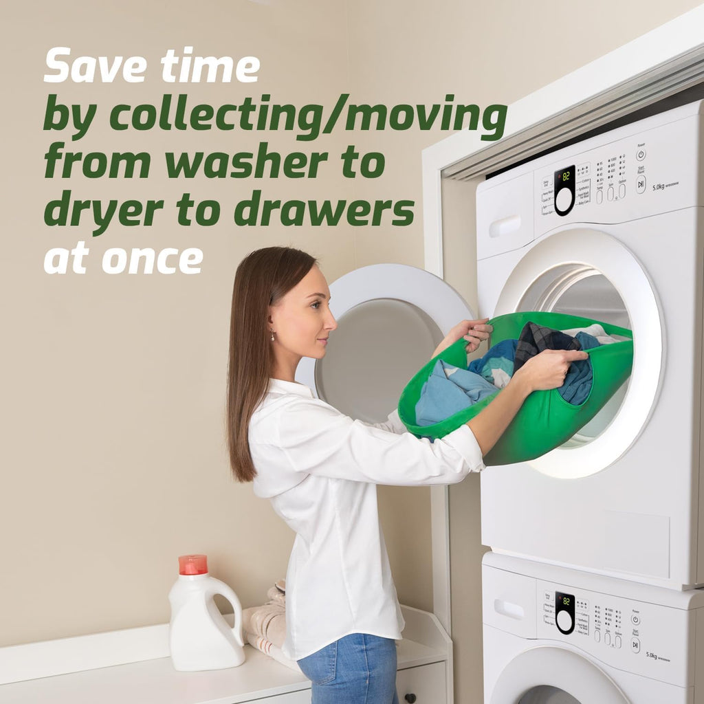 Collapsible Laundry Basket for Washer & Dryer (Green, Small)