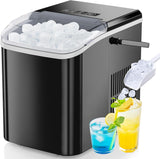 Countertop Ice Maker with Handle, 26lbs/24H Portable Ice Machine, 9 Bullet Cubes Ready in 6 Mins, Self-Cleaning