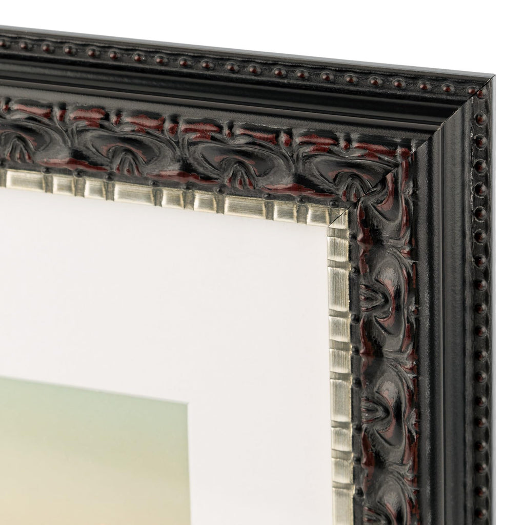 9x12 Black & Silver Photo Frame Mat for 6x8 Real Glass
