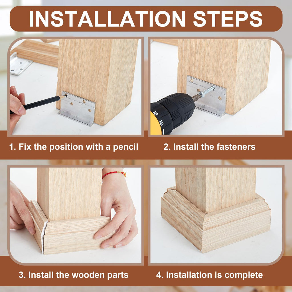 2 Set 3-1/2" Newel Post Mounting Kit Deck Stair Floor Installation