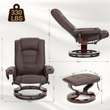 Modern Reclining Lounge Chair — Brown PU Leather