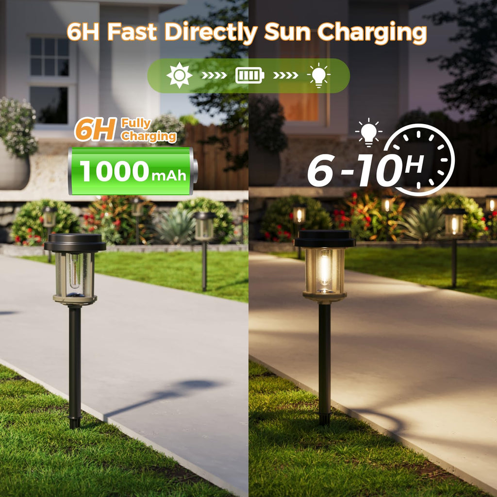Solar Pathway Lights - 4 Pack Solar Path Lights for Garden Lights