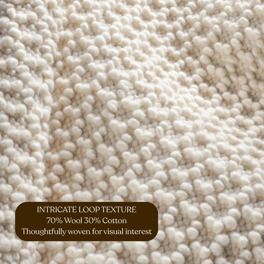 Handwoven Wool Area Rug - Hand Woven Natural Rugs- (Ivory- 9'x12')