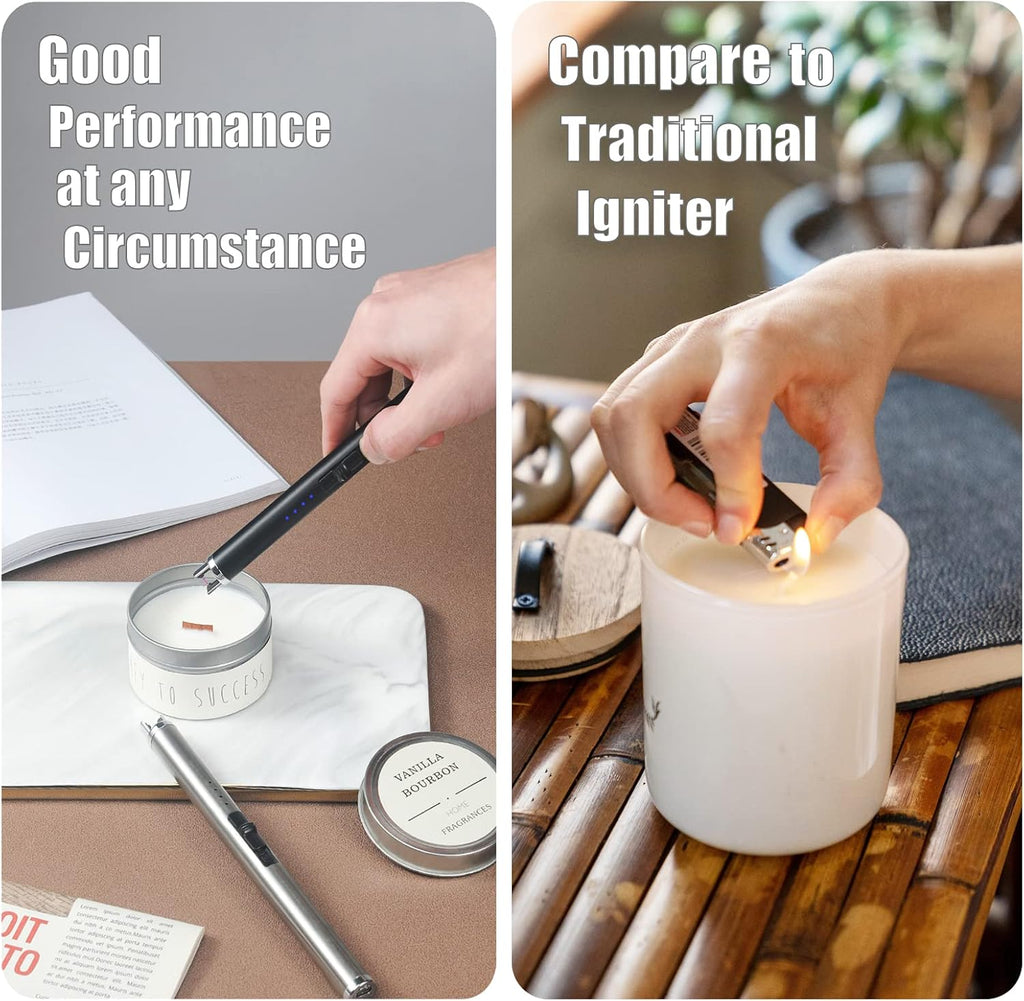 Exquisite Candle Accessories Tool Pack Bag, Rechargeable Electric Lighter, Wick Trimmer, Dipper, Snuffer and Tray