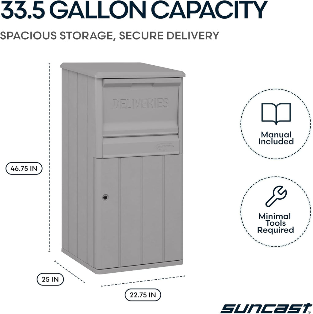 33.5-Gallon Capacity Package Delivery Box, Parcel Drop Box with Lock