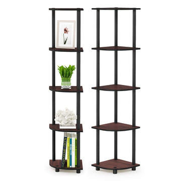 TURN-N-TUBE Corner Shelf Set of 2, 5-Tier Corner Bookshelf, Open Storage Shelves, for Organization and Storage