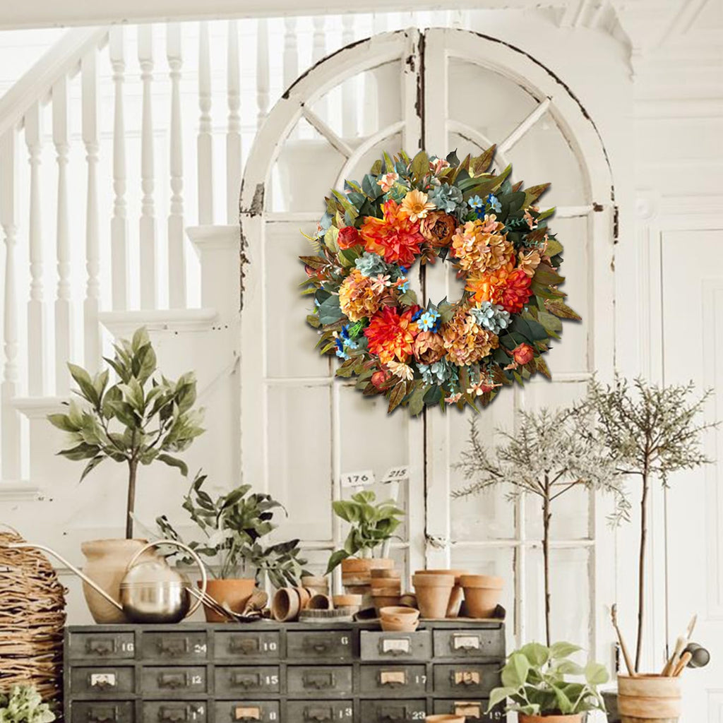 24 Inch Fall Hydrangea Peony Wreath Front Door Wreath