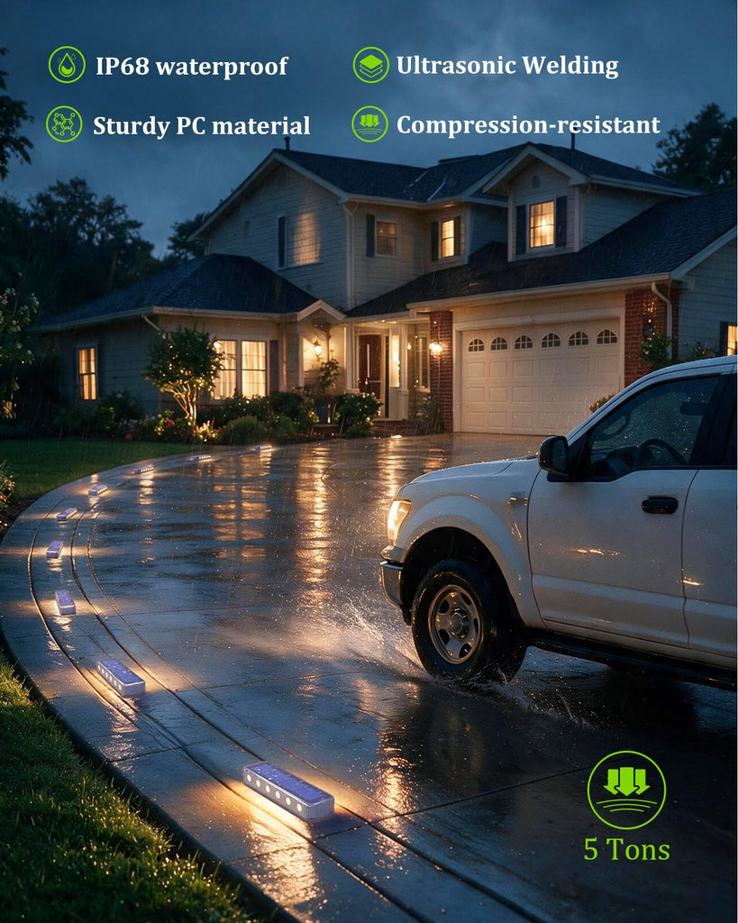 Solar Step Deck Lights Outdoor IP68 Waterproof Stick on 4 Pack Warm White