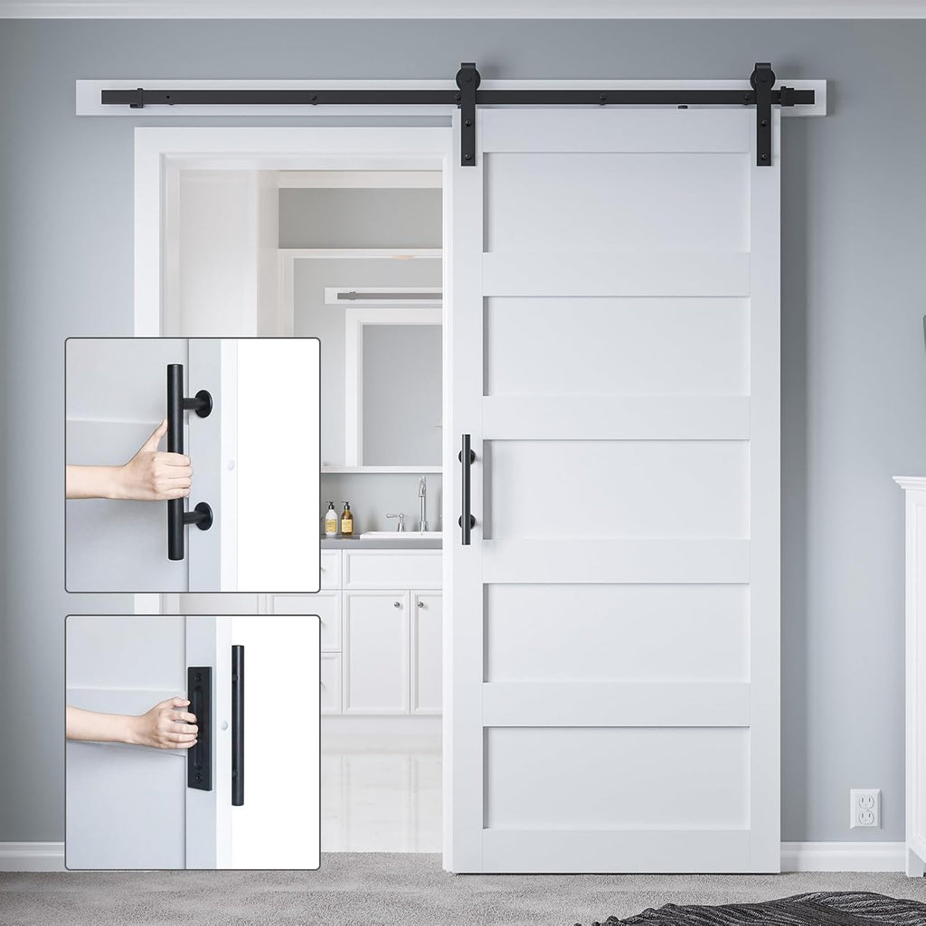 36in x 84in Sliding Barn Door with 6.6ft Barn Door Hardware Kit & Handle, Pre-Drilled Holes Easy Ass