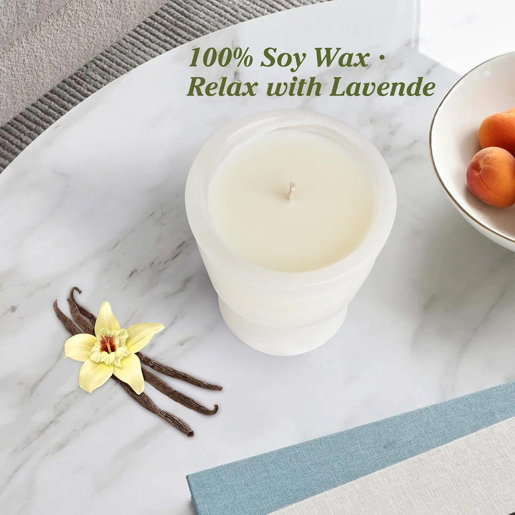 Translucent Stone Candle | Hanndcrafted Marble Container |Warm Glow Home Decor |1 Set | Soy Wax | Non-Toxic