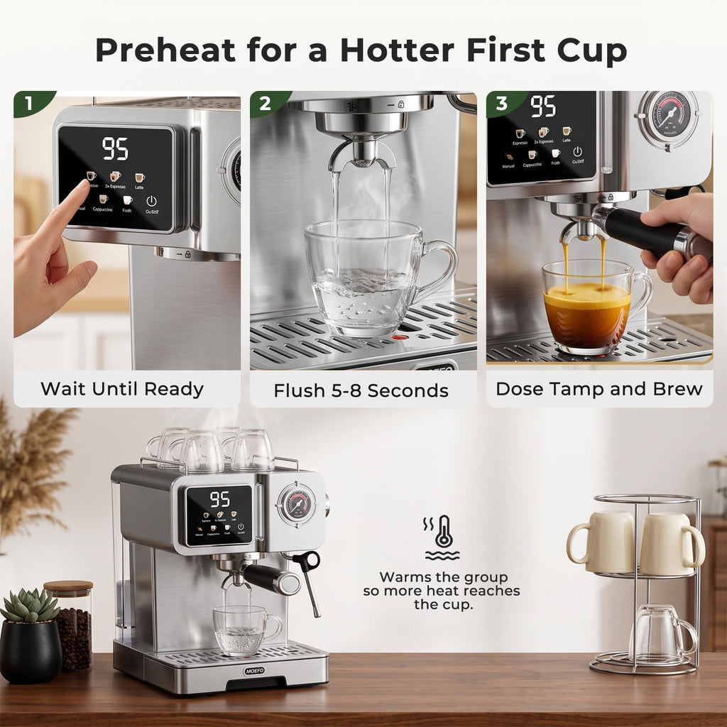 Espresso Machine with 58mm Portafilter, Brushed Stainless Steel