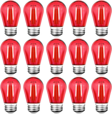 S14 LED Red Light Bulbs, Shatterproof Plastic 2 Watt