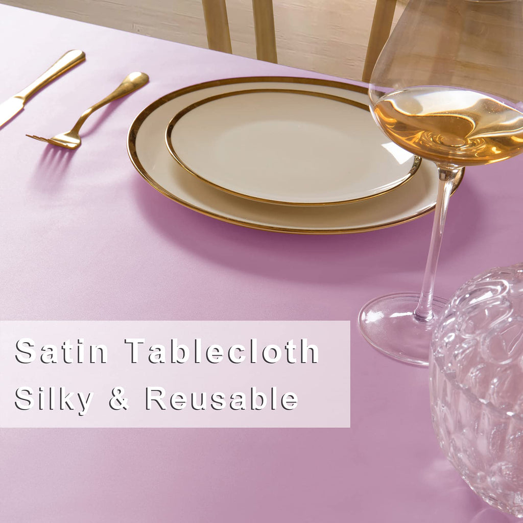 6 Pack Light Pink Satin Tablecloth 60 x 102 Inches