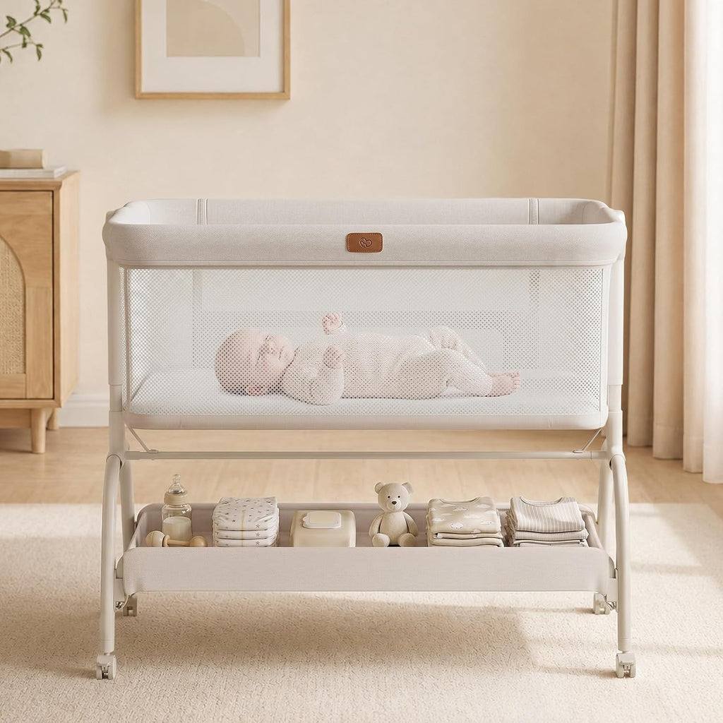 Bassinet Bedside Crib, Stable & Safe, Anti-Reflux for Newborn | Bedside Sleeper with Mattress & Sheet, 6 Adjustable