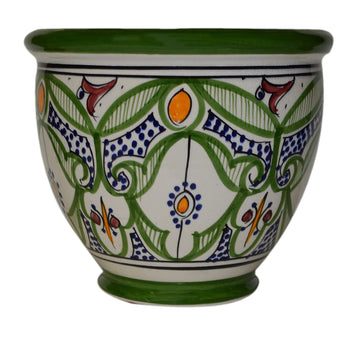 Flower Pot Moroccan Spanish Garden Drain Hole Ceramic Planter Handmade Multicolored