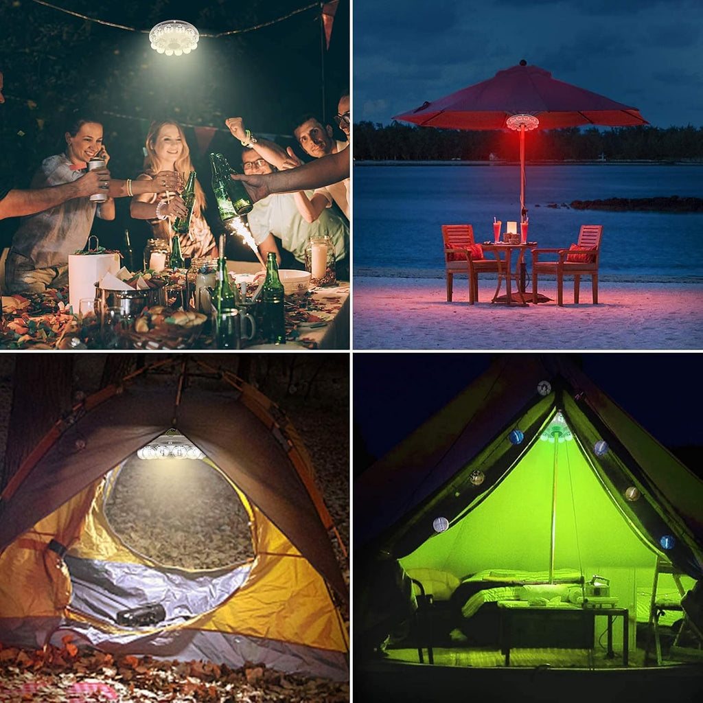 Umbrella Lights Battery Operated,12 Color Changing Outdoor Patio Umbrella Light for Pole with 80Ft Remote,12 Clear Bulb