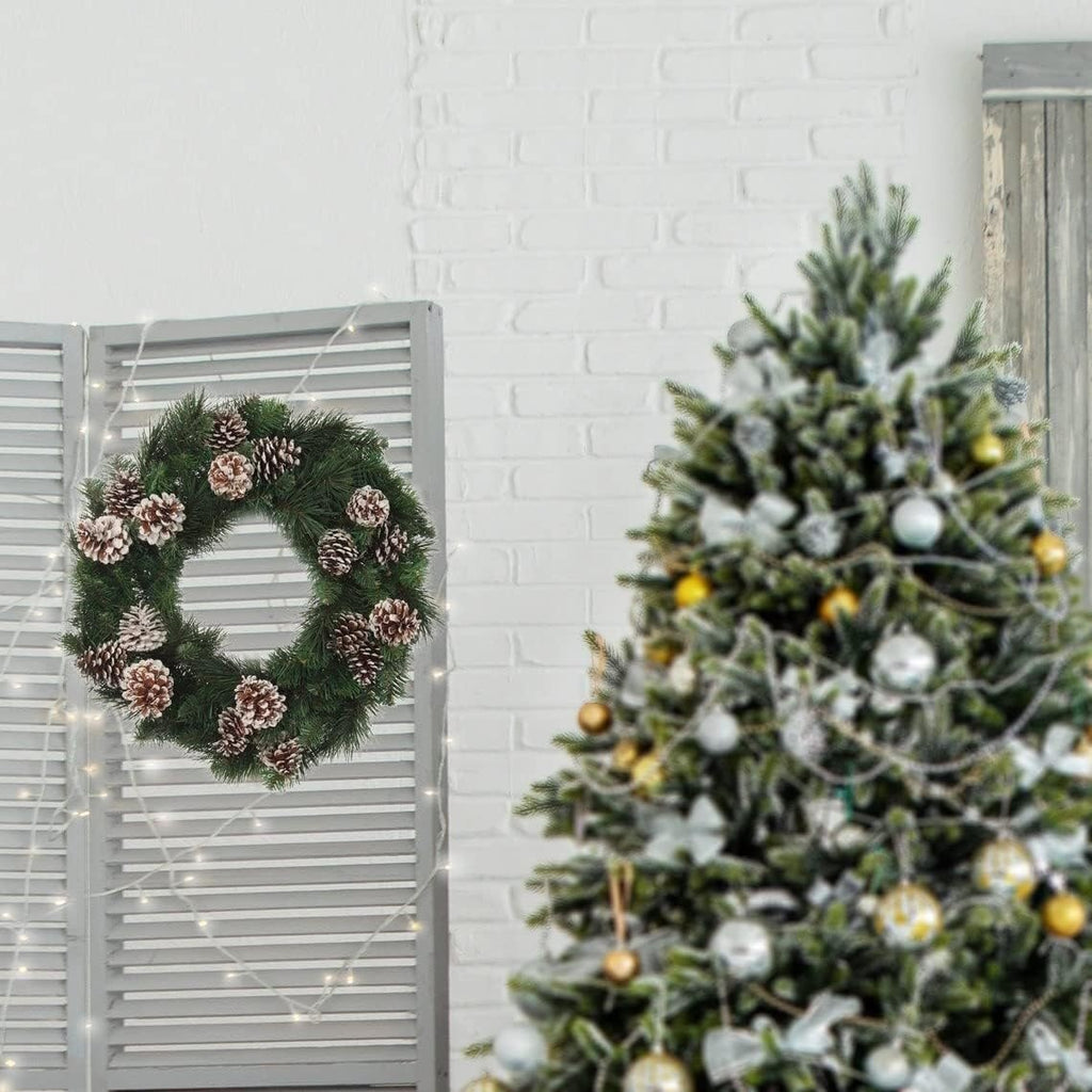 24-Inch Deluxe Evergreen Double-Sided Wreath | Pack of 1 | 150 Tips | Realistic Artificial Large Christmas Wreath