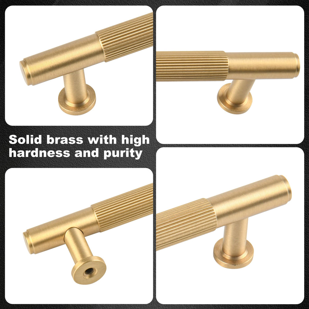 7.5" Solid Brass Cabinet Pulls, Brushed Gold