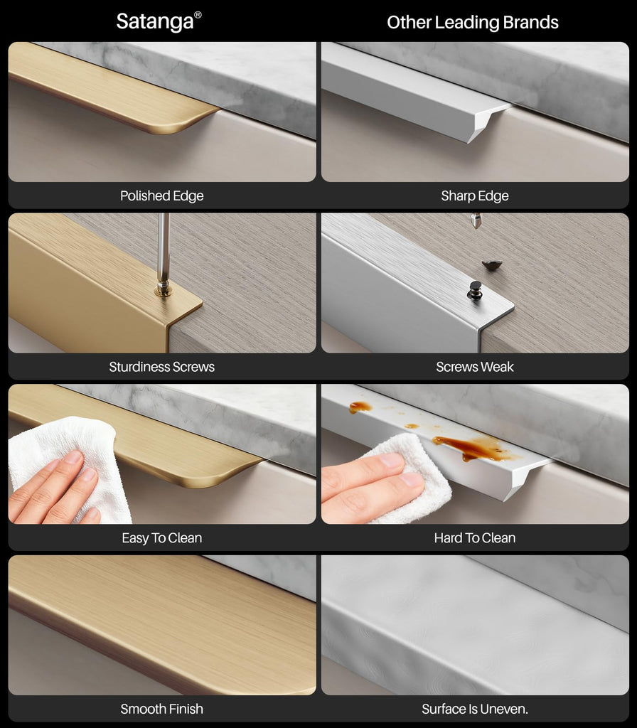 Edge Finger Tab Pulls for Cabinets Invisible Kitchen Concealed Aluminum Flat Hidden Drawer Pull Modern Pack of 5