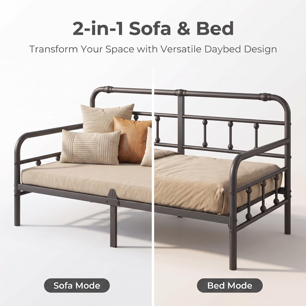 Metal Exquisite Twin Daybed Frame with Non‐Slip Retainer Clips
