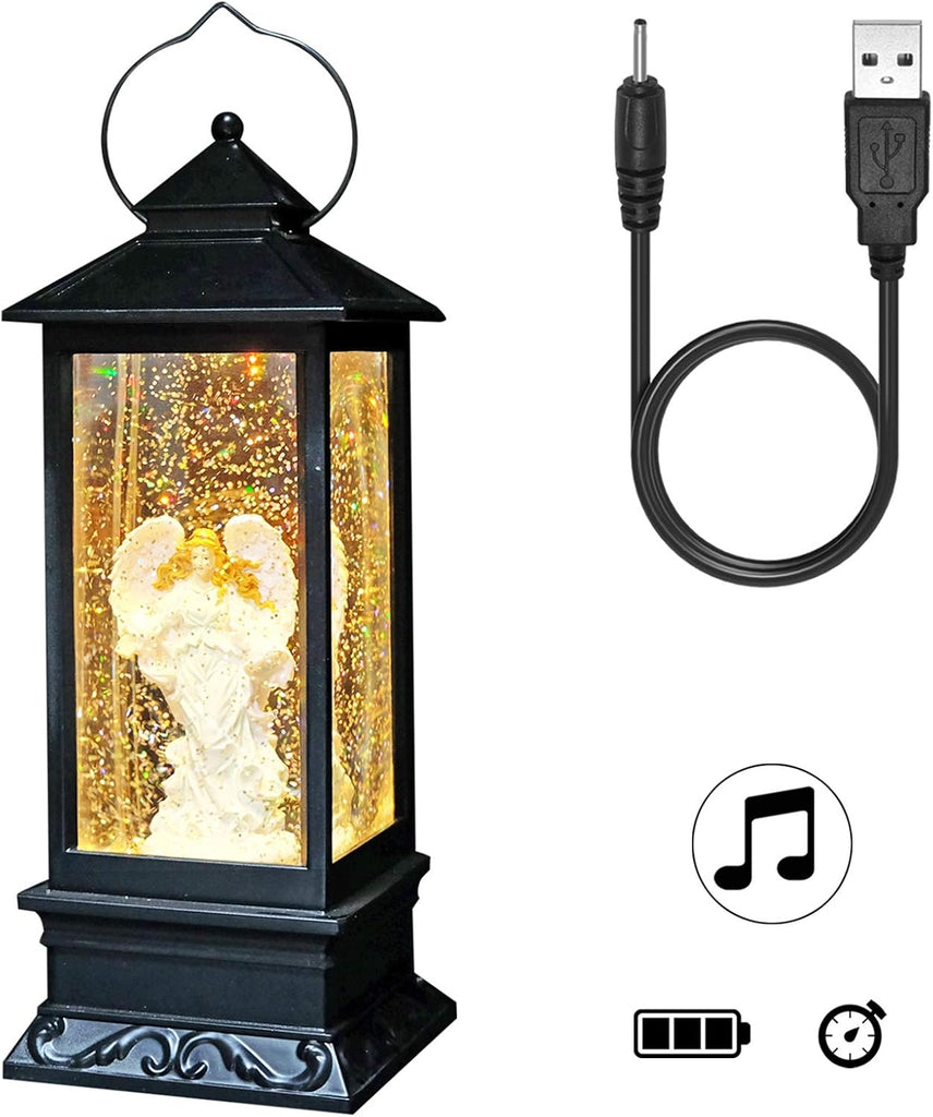 Angel Christmas Musical Snow Globe Lantern with 6 Hour Timer