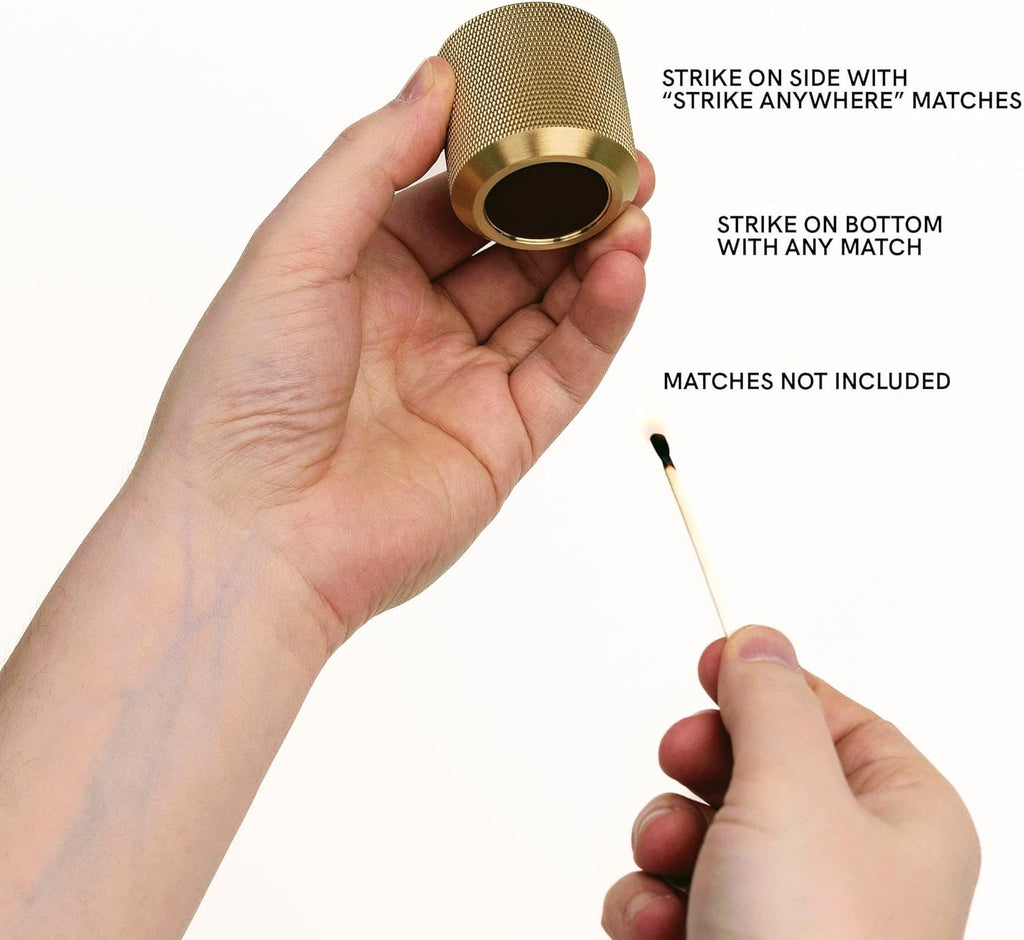 Match Holder with Striker - with Bonus Incense Holder - 100% Solid Brass Match Striker and Holder - A Modern Décor