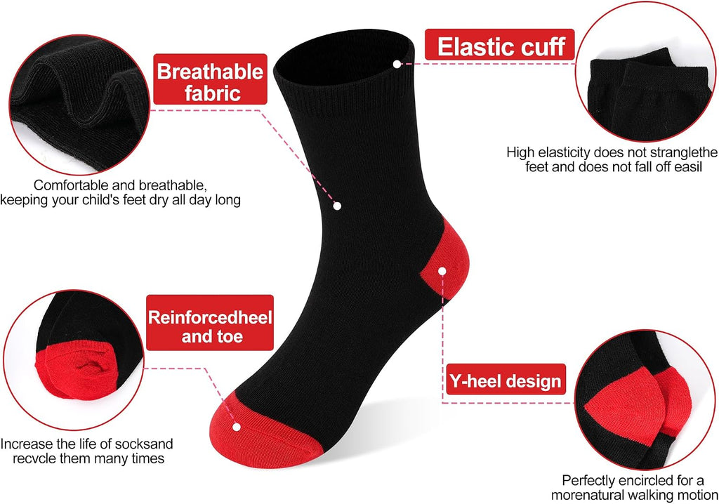 18 Pairs Boys Socks, Crew Socks for Boys Dress School