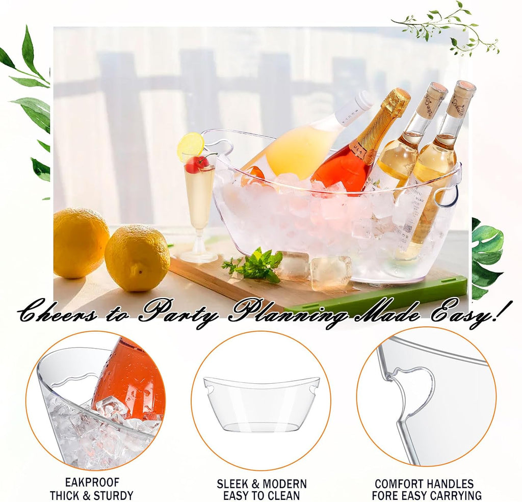 Ice Bucket for Parties 5.5L - Clear Acrylic Champagne Bucket with Scoop, Large Beverage Tub for Cocktail Bar, Wine