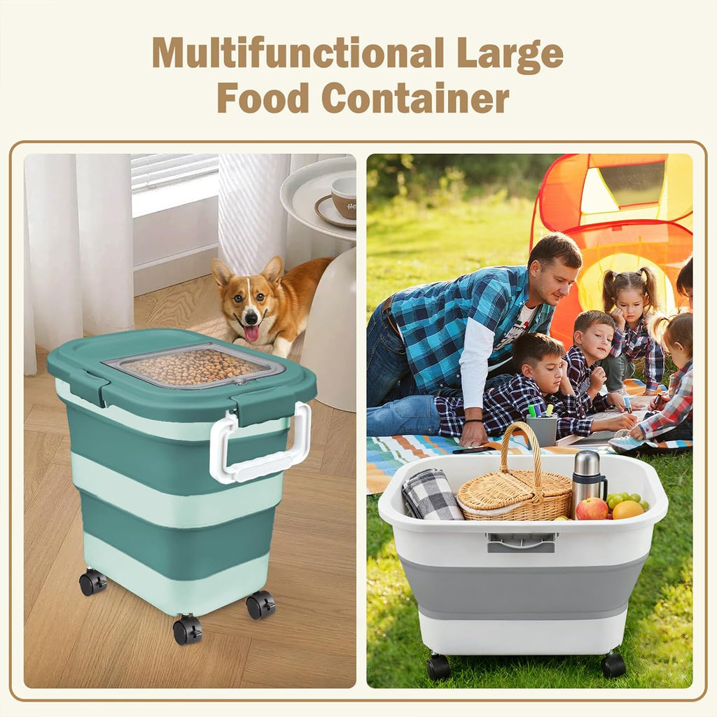 Rice Storage Container10-40 Lb, 25 Lb Pet Dog Food Storage Container, Collapsible Airtight Rice Storage Container