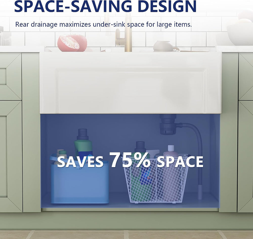 White Farmhouse Workstation Sink 30 Inch | Reversible Deep Single Bowl Apron Front Kitchen Sink, Undermount Farm Sink