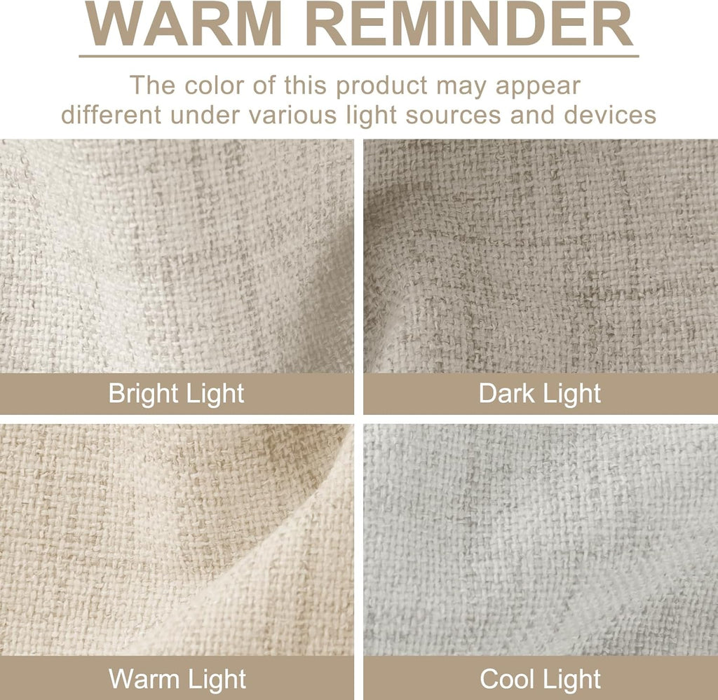 Linen Textured Total Blackout Curtains for Bedroom 84 Inches Long, Back Tab/Rod Pocket Living Room Drapes, Thermal