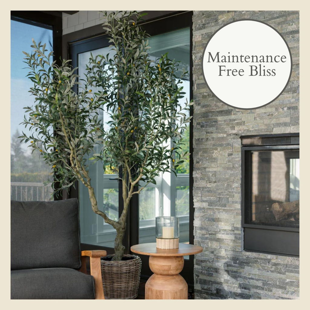 Designer Faux Olive Tree, 8 ft, Black, Home Decor