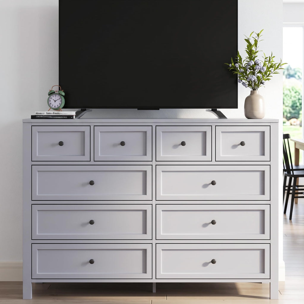 Grey with 10 Drawers, Farmhouse Chest of Drawers