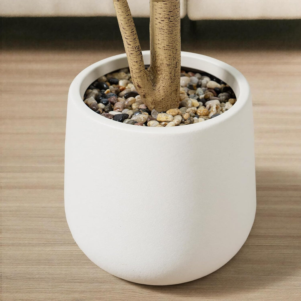 Faux Fiddle Leaf Fig Tree 6ft Tall Indoor Fake Tree in White Pot with 106 Leaves Artificial Ficus Lyrata House Plant