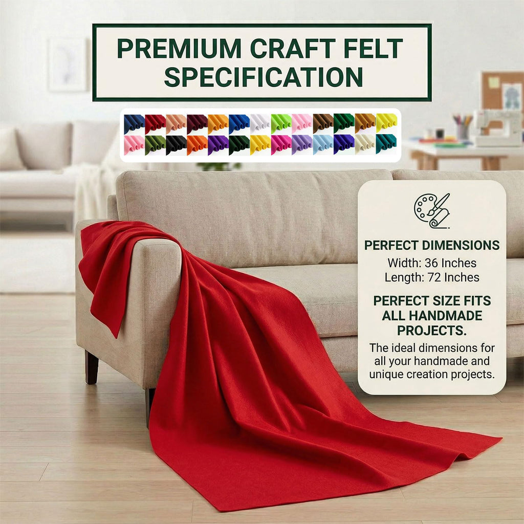 Ivory Felt Fabric 36" x 72" 1.6mm Thick Large Craft Sheet
