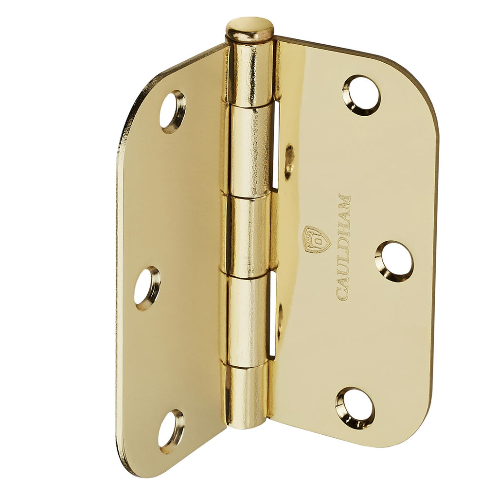 12 Pack) Heavy-Duty 3-1/2" Interior Door Hinges with 5/8" Radius Corners - Brass