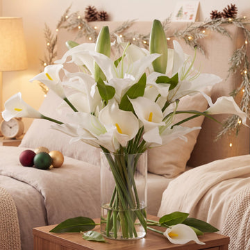 15.74 Inch White Artificial Calla Lily Flowers Faux Water Decor