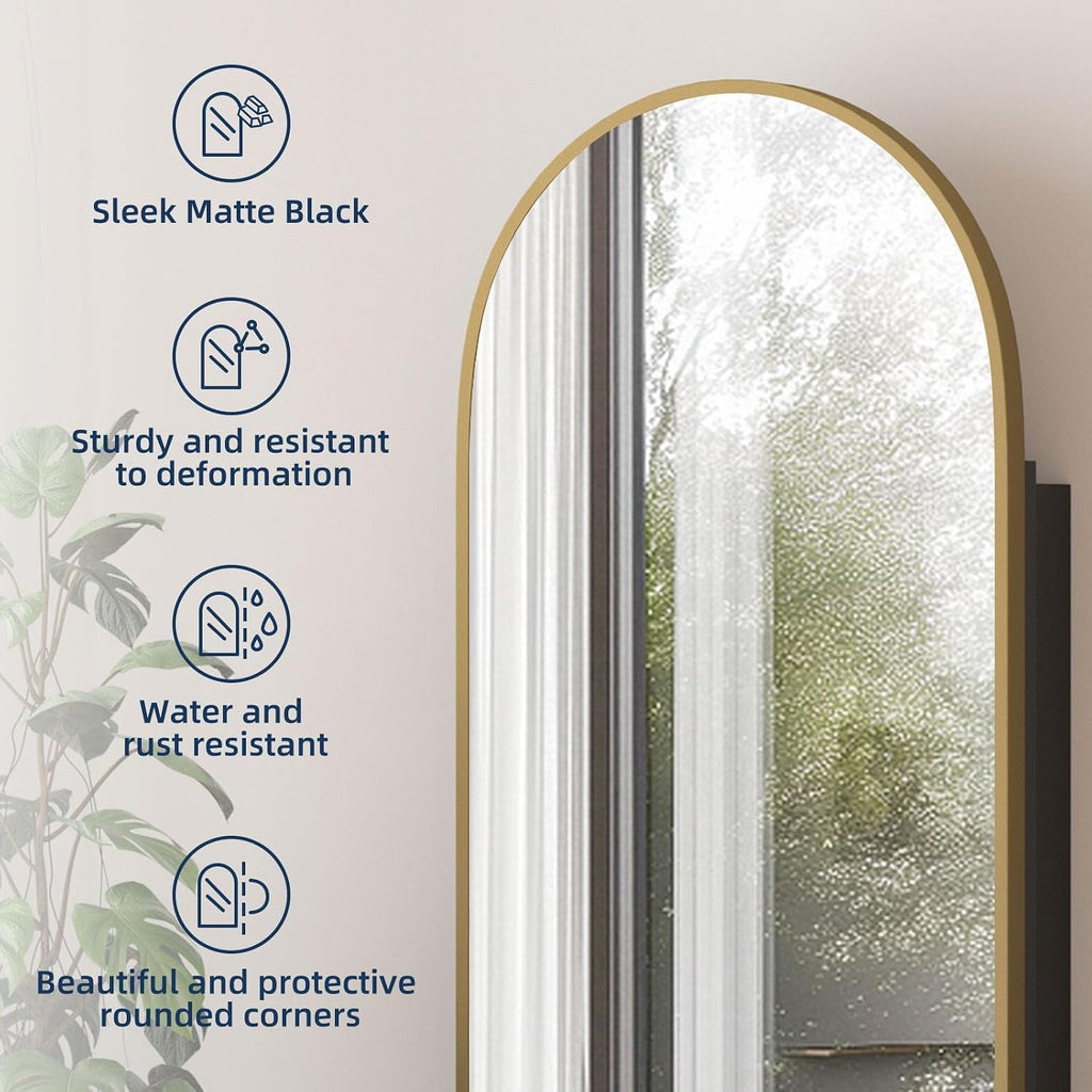 Medicine Cabinets , Brush Gold Arched Medicine Cabinet Recessed or Surface Wall-Mounted,Modern Bathroom Vanity Mirror