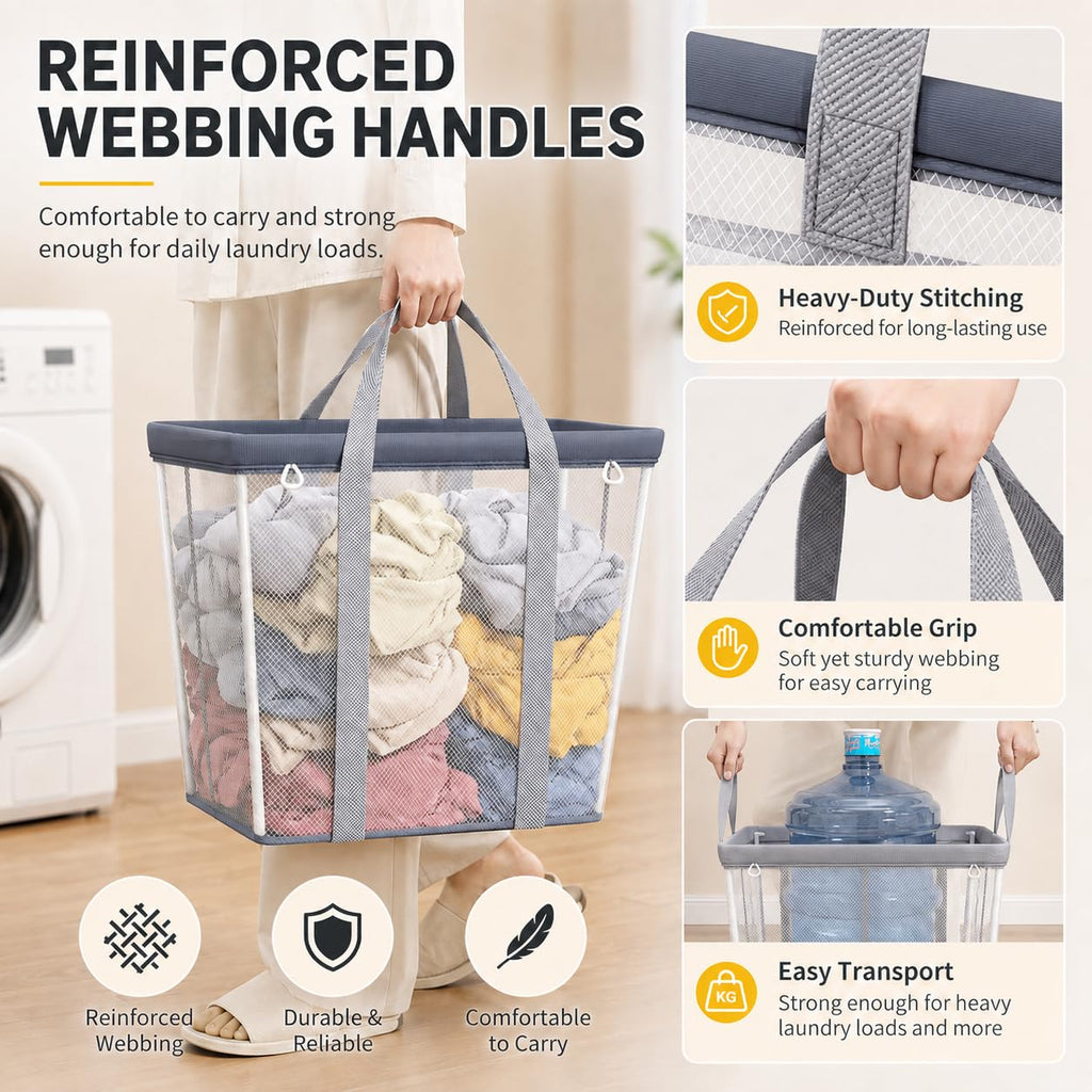 80L Laundry Basket Foldable Laundry Hamper with Handles
