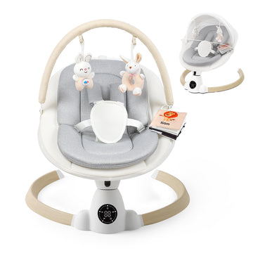 Baby Swing for Infants, Portable Electric Baby Swings with Bluetooth, 5 Swing Speed, 10 Melodies, 5-Point Harness