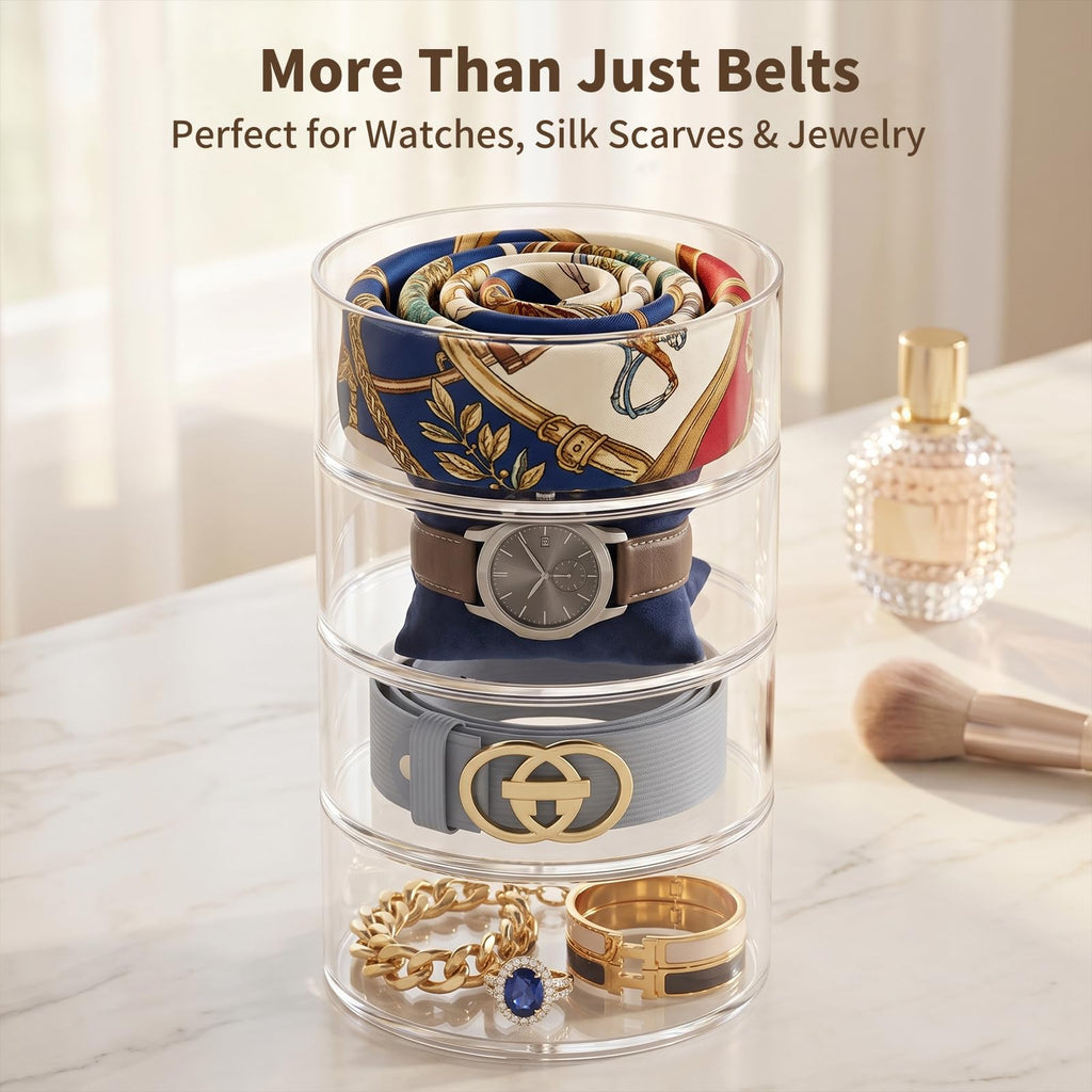 Belt Organizer for Closet, Acrylic Belt Display Storage, Magnetic