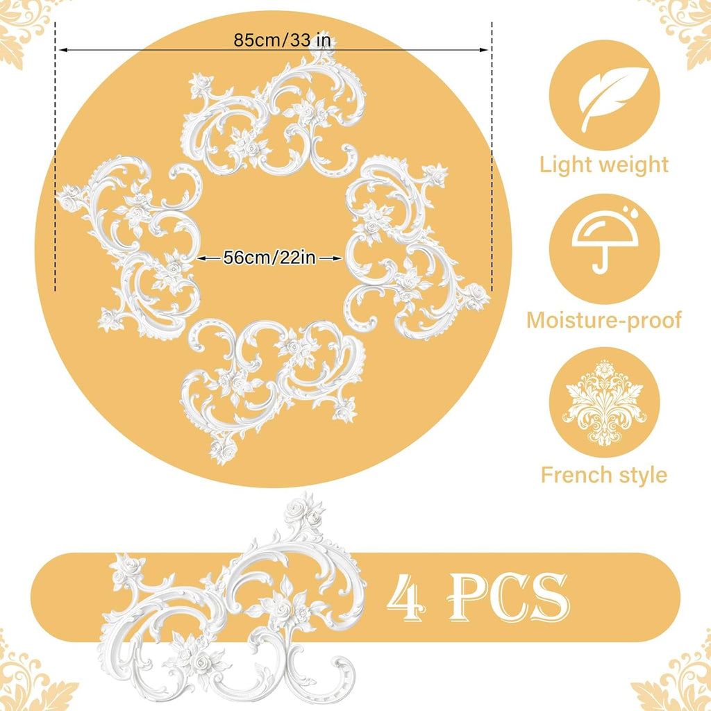 33.5'' Large PU Ceiling Medallion Combination Decorative 2.36'' ID French Style Chandelier Base Ceiling Medallion for