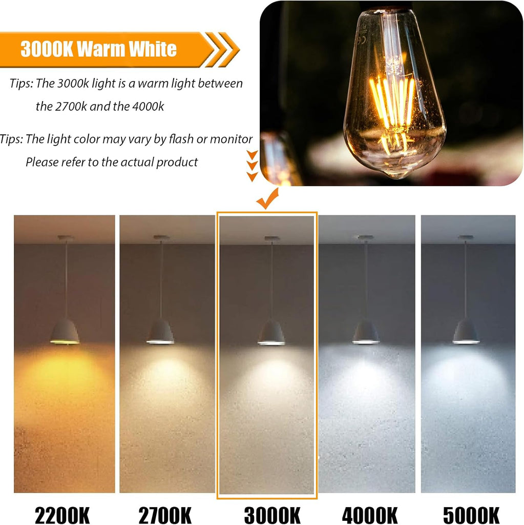 12 Pack Dimmable LED Edison Bulbs 40W Equivalent, 4W ST19, 3000K