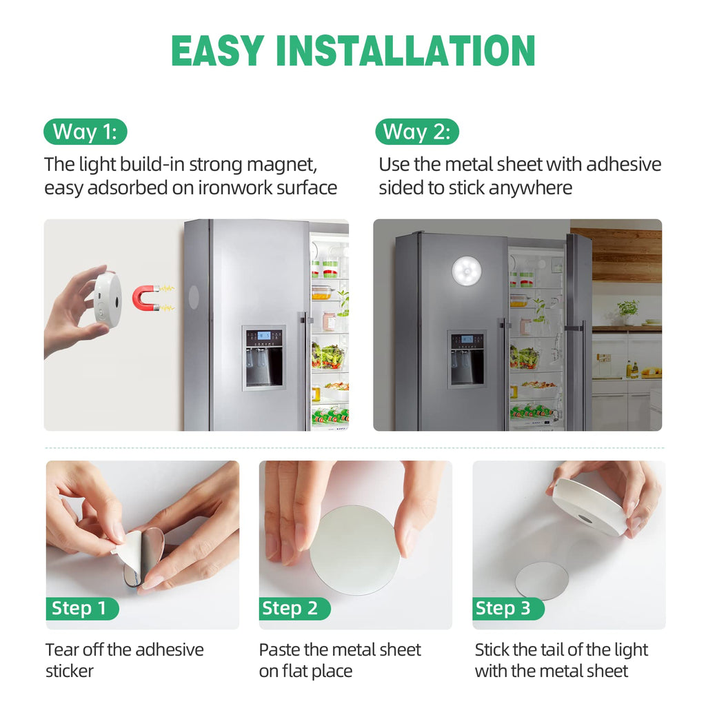 LED Closet Lights Wireless Motion Sensor Puck Light, Newest Version USB Rechargeable Dimmer Step Light with Remote