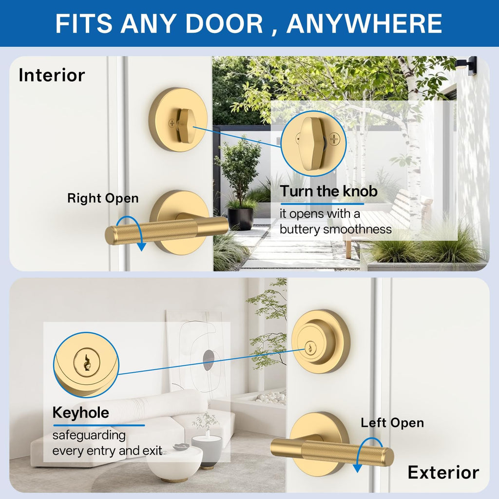 1 Pack Champagne Bronze Passage with Deadbolts